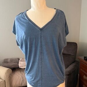 White House Black Market Blue V-Neck Tee